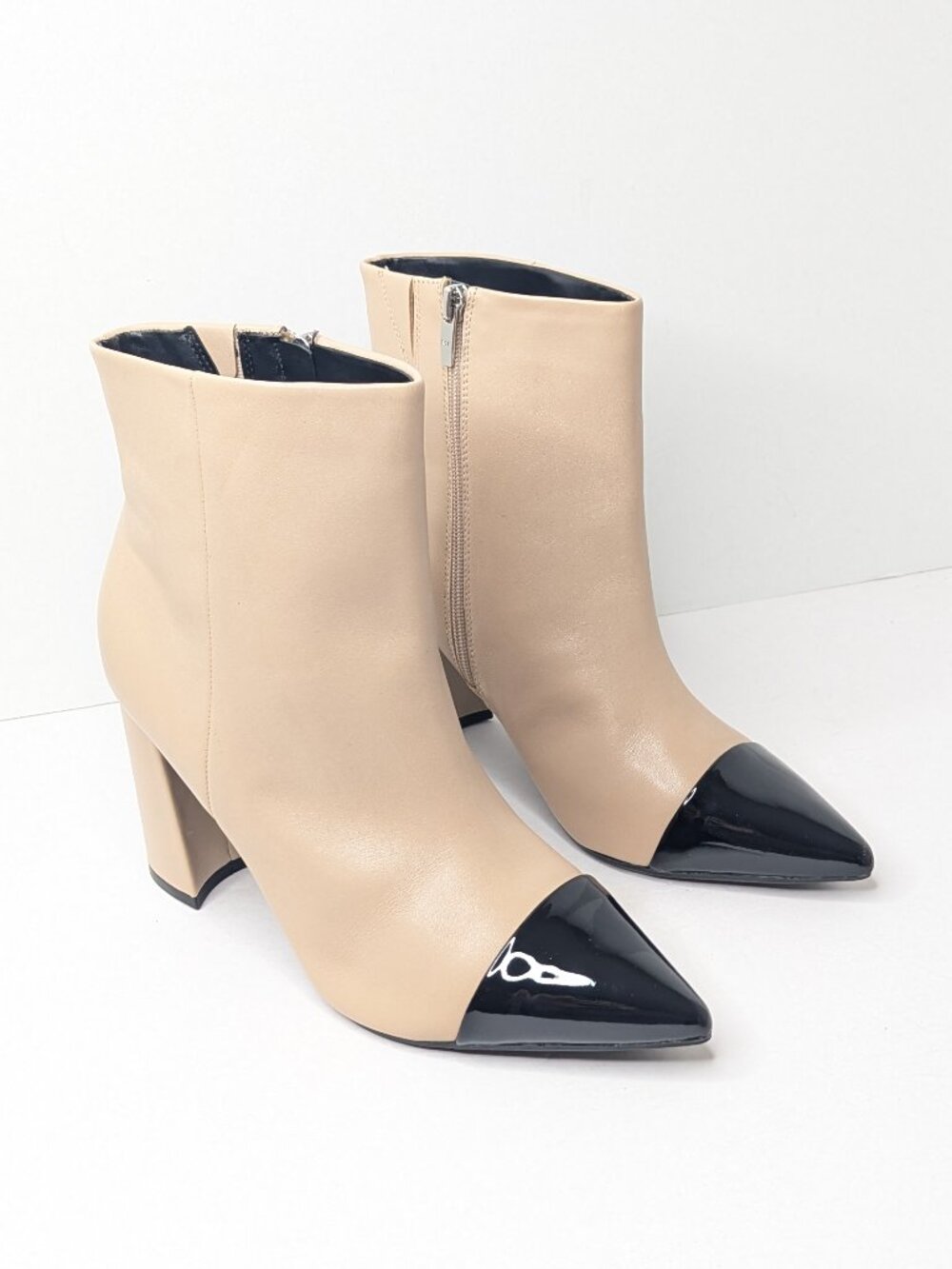 Marc Fisher Gaylena Ankle Booties Taupe Black Womens 10 Wide